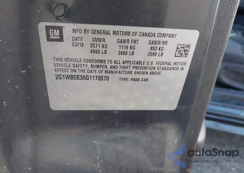 2016 Chevrolet Impala Limited Lt z USA, uszkodzony, nr VIN 2G1WB5E36G1170570